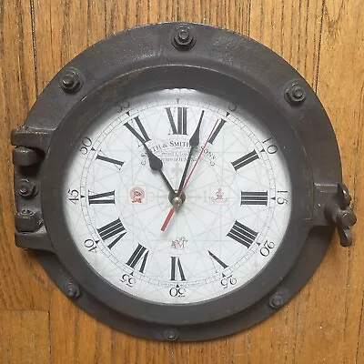 Smith & Sons London Nautical Marine Ship Porthole Clock H.M Navy Battery 7” Face • $29.99