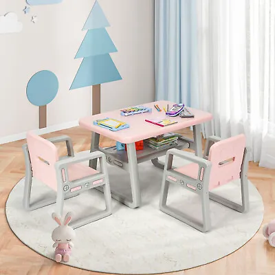 Children Table And 2 Chairs Set Toddlers Learning Activity Play Desk W/Storage • £64.95