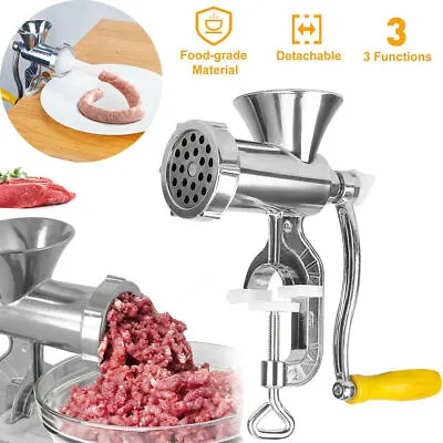 Food Manual Rotary Meat Grinder Mincer Machine Aluminium Alloy Sausage Makers • £11.59