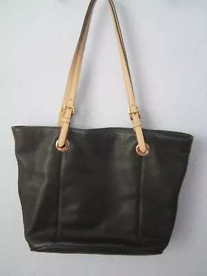 Michael Kors Large Jet Set Travel Tote Shoulder Bag Black Handbag Leather Purse • $15