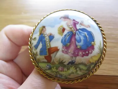 Vintage Gold-Tone Large Limoges France Porcelain Brooch • £17.99