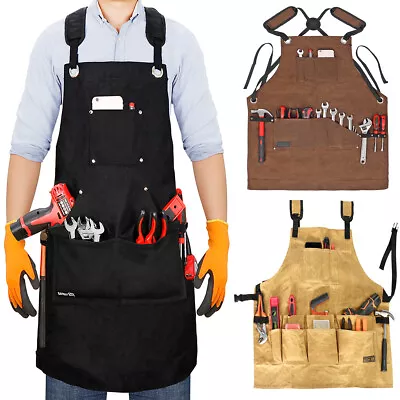 $27.54 • Buy Canvas Woodworking Shop Work Tool Apron For Men Women Adjustable With Pockets