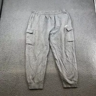 Nike Cargo Sweatpants Adult XL Gray Embroidered Swoosh Fleece Jogger 46950 • $19.99