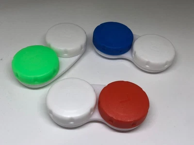£2.99 • Buy 3 Contact Lens Case Travel Storage Mini Eye Care Marked L & R  Colour Box UK