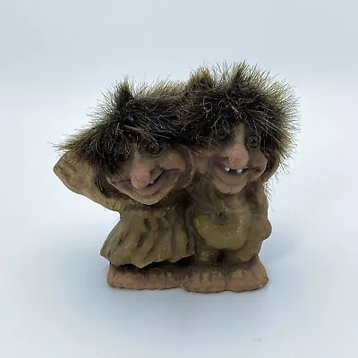 Vtg Norwegian NyForm Troll Couple Waving Hand # 263 Norway Handmade Big Nose • $58