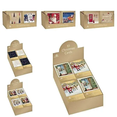 Pack Of 10 Square Luxury Traditional Family Christmas Cards ASSORTED Designs NWL • £2.50