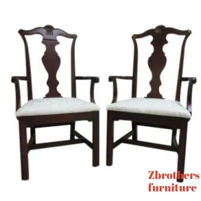 $749 • Buy Pair Pennsylvania House Cherry Shell Carved Dining Room Arm Chairs Set A