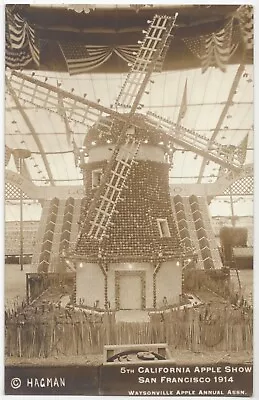 1914 San Francisco California - REAL PHOTO Apple Show Windmill Made From Food • $19.99