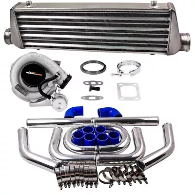 Universal T3 T04E Turbo Charger Kit + 27x7x2.5 Intercooler + 2.5  Turbo Pipe • $656.89