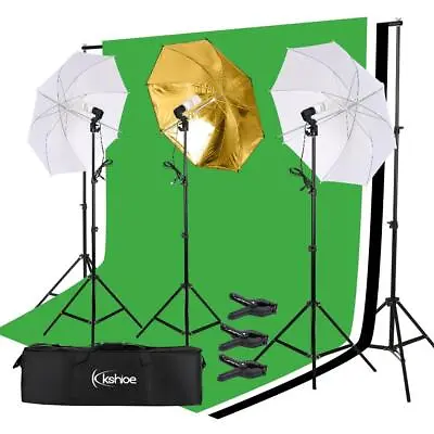 45w Camera Studio Lighting Photography 3 Backdrop Stand Light Kit Umbrella Set • $57.32