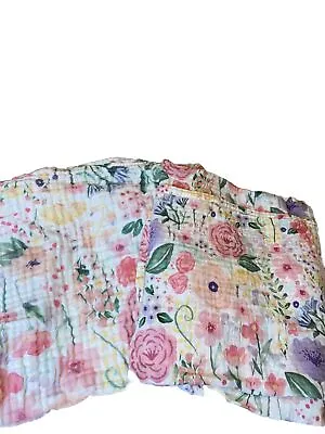 Pottery Barn Bassinet Sheet And Blanket Pink Floral 16x31.5 Organic • $15