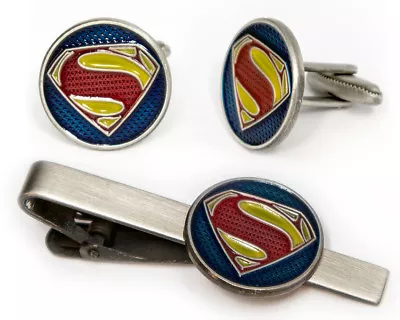Superman Cuff Links Justice League Tie Clip Geek Groomsmen Gift Cufflinks • $9.95