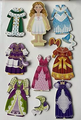 Melissa & Doug ~ Magnetic Dress Up Princess Elise Wooden Clothing Doll Set • $8.99