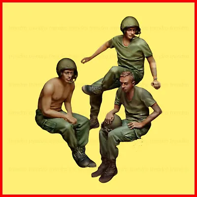 1/35 Resin Figure Model Kit Vietnam War 3 US Soldiers Unassembled Unpainted • £14.36