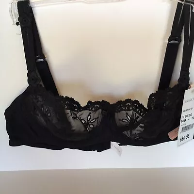 $69.95 • Buy Simone Perele Black Marquises Half Cup Bra Size 14D,16B,16C