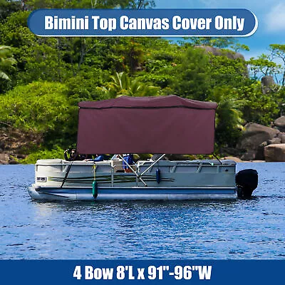 1 Set 600D 4 Bow 8'L X 91 -96 W Bimini Top Canvas With Side Blocks Wine Red • $79.99