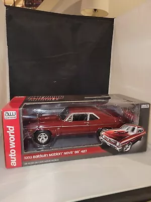 AUTO WORLD 1969 Baldwin Motion Nova SS 427 Garnet Red 1:18 Scale Die Cast • $99