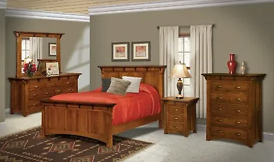 Amish 5-Pc Bedroom Set Arts & Crafts Mission Solid Wood Tenons Queen King  • $11999