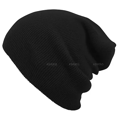 Solid Plain Slouchy Knit Beanie Hat Ski Skull Winter Men Women Cuff Cap Baggy CF • $5.95