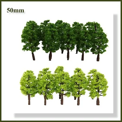 Fine Bushy Trees - 50mm - Dark & Light Green (10pcs) - Suitable For N Gauge • £5.79