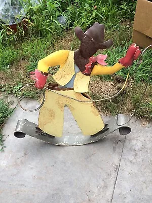 Antique Outdoor Iron Cowboy Yard Garden Ornament Art Decoration • $75