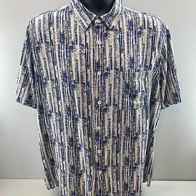 Island Republic Silk Blend Shirt Mens XL Blue Lightweight Abstract Stripe Print • $18.95