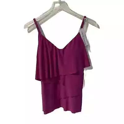 MAGICSUIT Tankini Swim Top Size 8 Solid Rita Beach Ruffle Adjustable Orchid NWT • $31.14