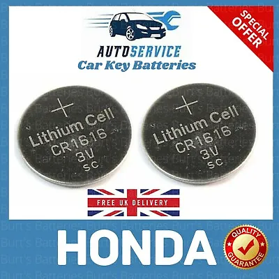 Car Key Fob Battery For Honda Remote Jazz Civic CRZ CRV HRV Fast P&P 2x CR1616 • £2.99