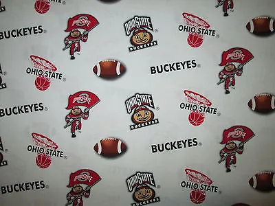 Ohio State University Buckeyes Logo White Cotton Fabric Fq  • $4.85