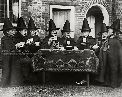Vintage Witches Having Tea Photo - Witches’ Council - Witch Coven Historic Photo • $11.95