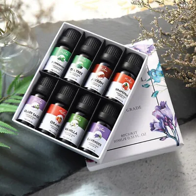 8Pcs Pure Natural Essential Oil Gift Set Aromatherapy Diffuser Oil Scent • £10.32