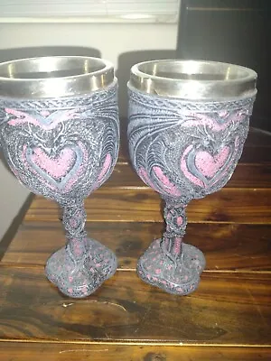 (2) Chalice Wine Goblets- Gothic Medieval  7  With Stainless Steel Cup Insert • $59.93