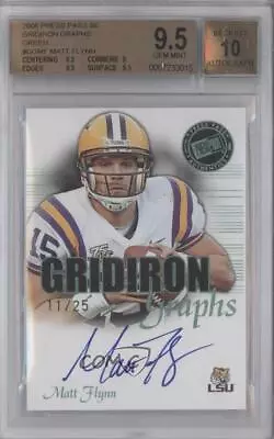 2008 SE Gridiron Graphs Green /25 Matt Flynn BGS 9.5 GEM MINT Rookie Auto RC • $46.25