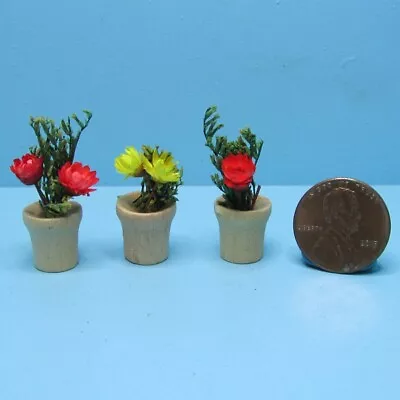 Dollhouse Miniature Colorful Dried Flower Arrangements In Wood Pots B0414 • $2.24