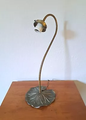 Vintage Loevsky & Loevsky Gooseneck Mid Century Brass Lily Pad Flower Lamp L&L • $32.50