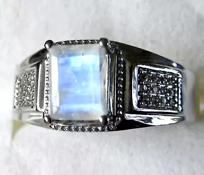 Men's Rainbow Moonstone Ring / Size 12 / 925 Sterling Silver / 1.9cts  6.3 Grams • $42.99