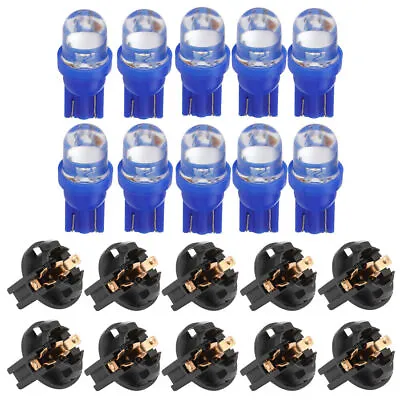 10x Blue T10 168 194 LED Bulbs Instrument Gauge Cluster Dash Light W/ Sockets US • $6.85