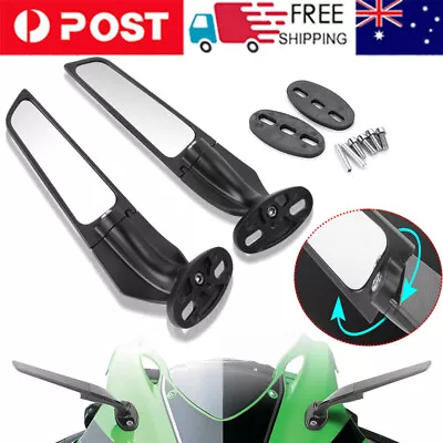 2x Wind Swivel Wing Rearview Side Mirror Fit For Ninja 250 300 400 650 ZX6R AU • $39.98