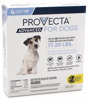 Provecta Advanced Flea & Tick Treatment For Dogs 11-20lbs.  4pk • $37.50