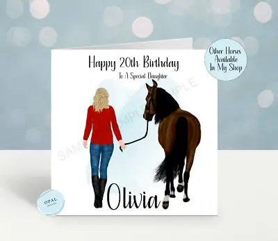 Personalised Birthday Card Horse & Girl Daughter Sister  Wife Granddaughter Any • £2.99