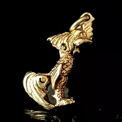 Vintage 14k Yellow Gold Articulated Rooster Charm Moving Head & Tail Retro Gift • $197.60