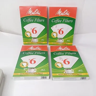 Melitta Super Premium #6 Cone Paper Coffee Filters White 40 Count Lot Of 4 • $15.16