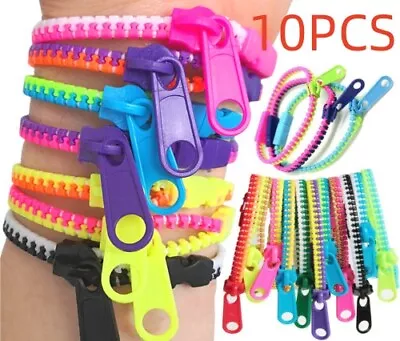 10pcs Sensory Zipper Fidget Bracelet Zip Stim Toys Stress Anxiety Relief Autism • £6.59