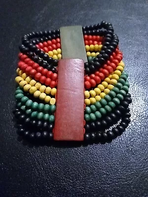 Rasta Wood Unisex Adult Bead Stretch Bracelet • $20