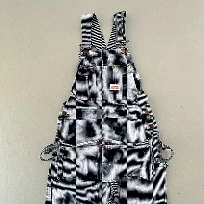 VINTAGE Round House Overalls Mens 34 Striped Blue Hickory Engineer USA Railroad • $60