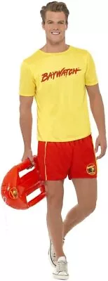 Smiffys Baywatch Men's Beach Costume Yellow With Top & Shorts Officially... • £23.35