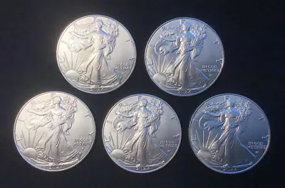 5x 2024 1oz American Silver Eagle Bullion Coins *MINT* BU (GENUINE) • £97.50