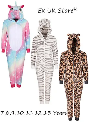 Girls Onezee All In One Animal Novelty Fleece Costume Leopard Unicorn Tiger New • £13.95