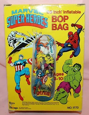 Vintage 1990 Marvel Super Heroes Bop Bag Spiderman Capt. America Hulk Avengers • $38.99