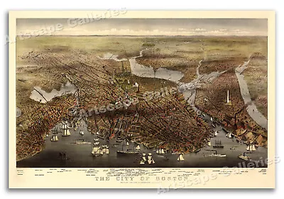 Boston Massachusetts 1873 Historic Panoramic Town Map - 20x30 • $18.95